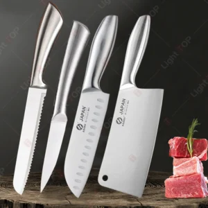 All Steel Professional Kitchen Knife Set 7inch Santoku Knife Meat Cleaver Boning Knife Bread Cutting Kitchen Accessories