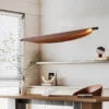 Wabi Sabi Retro Leaf Design Pendant Light Long Strip Chandelier Dining Tea Bar Room Table Light Creative Minimalist Home Decor