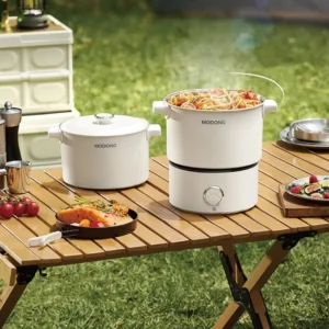 110V/220V Electric Cooking Pot 2L Folding Hotpot Multicooker Fried Pan Rice Cooker Dual Voltage Electric Skillet For Travel
