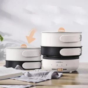 220V Folded Electric Cooking Pot Mini Portable Electric Skillet Split Type Frying Pan Travel Multifunctional Hotpot 1.2L