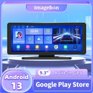 كاميرا مرآة الرؤية الخلفية Imagebon مقاس 9.3 بوصة تعمل بنظام Android 13 مع متجر Google Play CarPlay اللاسلكي و Android Auto Youtube Dashboard DVR