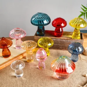 Colourful Mushroom Vase Creative Hydroponic Transparent Glass Aromatherapy Vase Living Room Dining Room Desktop Art Decoration