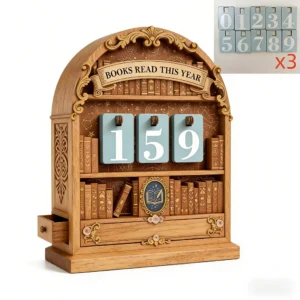 Wooden Vintage Book Tracker Handmade Reading Progress Keeper Bookmark Book Count Yearly Reading Goal Gift For Book Lovers