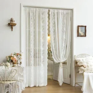 French Lace Tulle Curtain White Tulle Lace Curtains Blind Living Room Bedroom Breathable Screen Curtain Wedding Decor Curtains